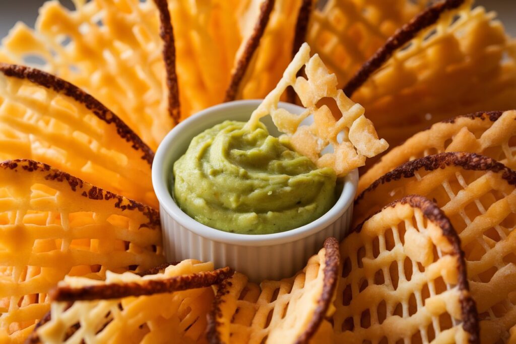 Cheese Crisps with Guacamole