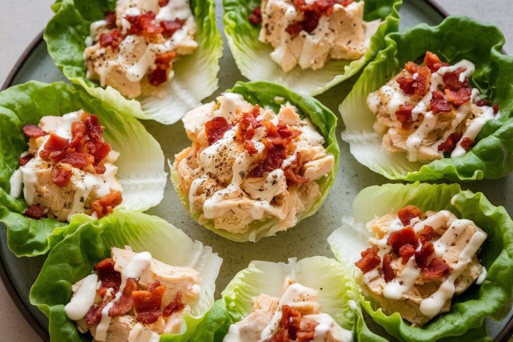 Keto Chicken Caesar Lettuce Cups