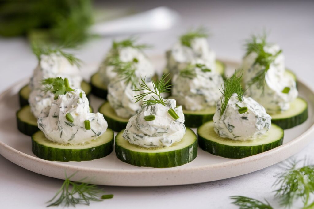cucumber rounds topped 